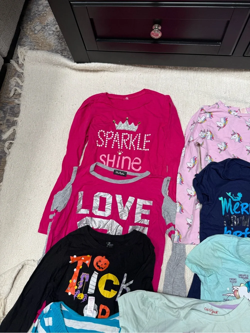 Bundle of 14 items size 10-12 Kids Pink and Multicolor Tops and Bottoms